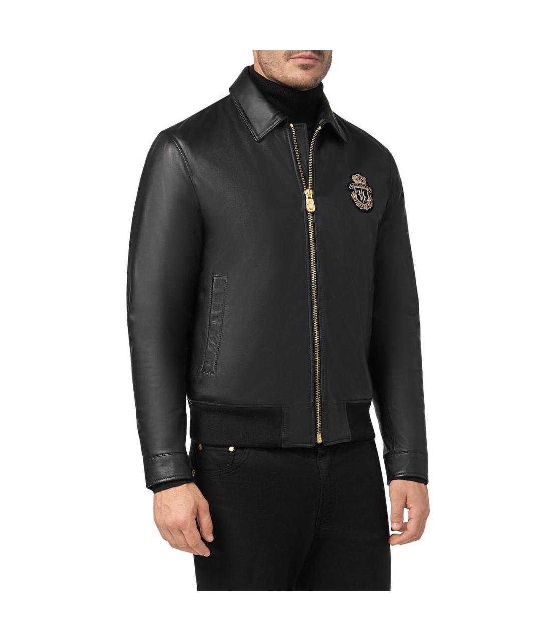 BILLIONAIRE Черная кожаная куртка, фото 3