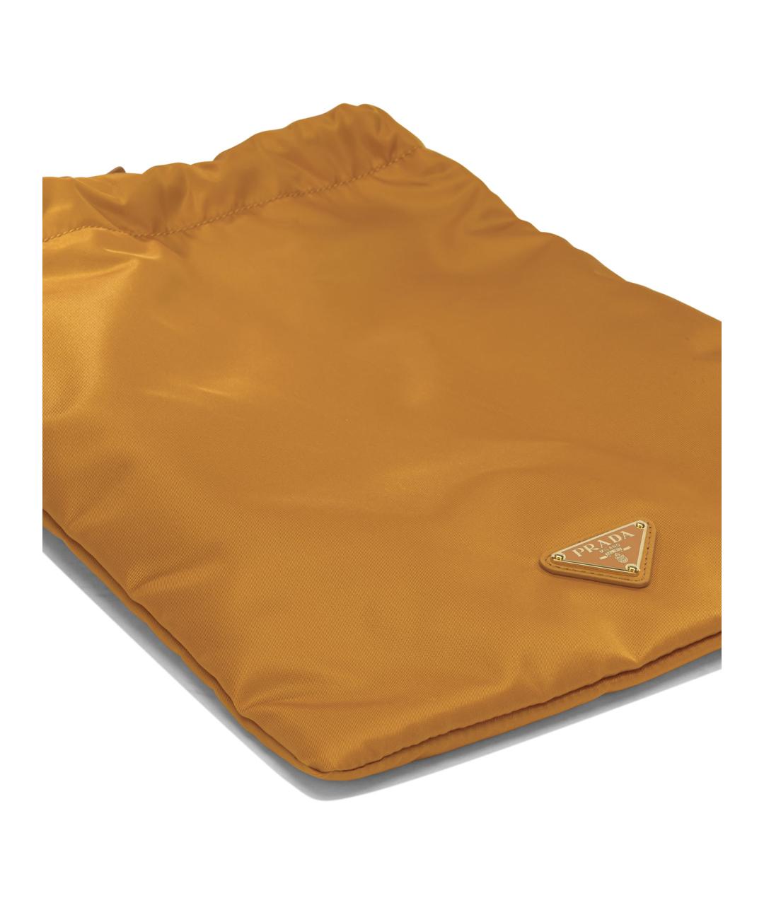 PRADA Горчичная синтетическая сумка с короткими ручками, фото 2