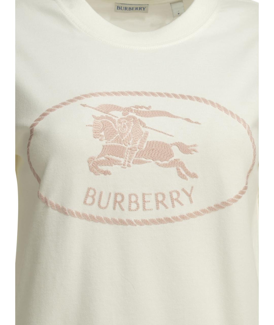 BURBERRY Белая хлопковая футболка, фото 3