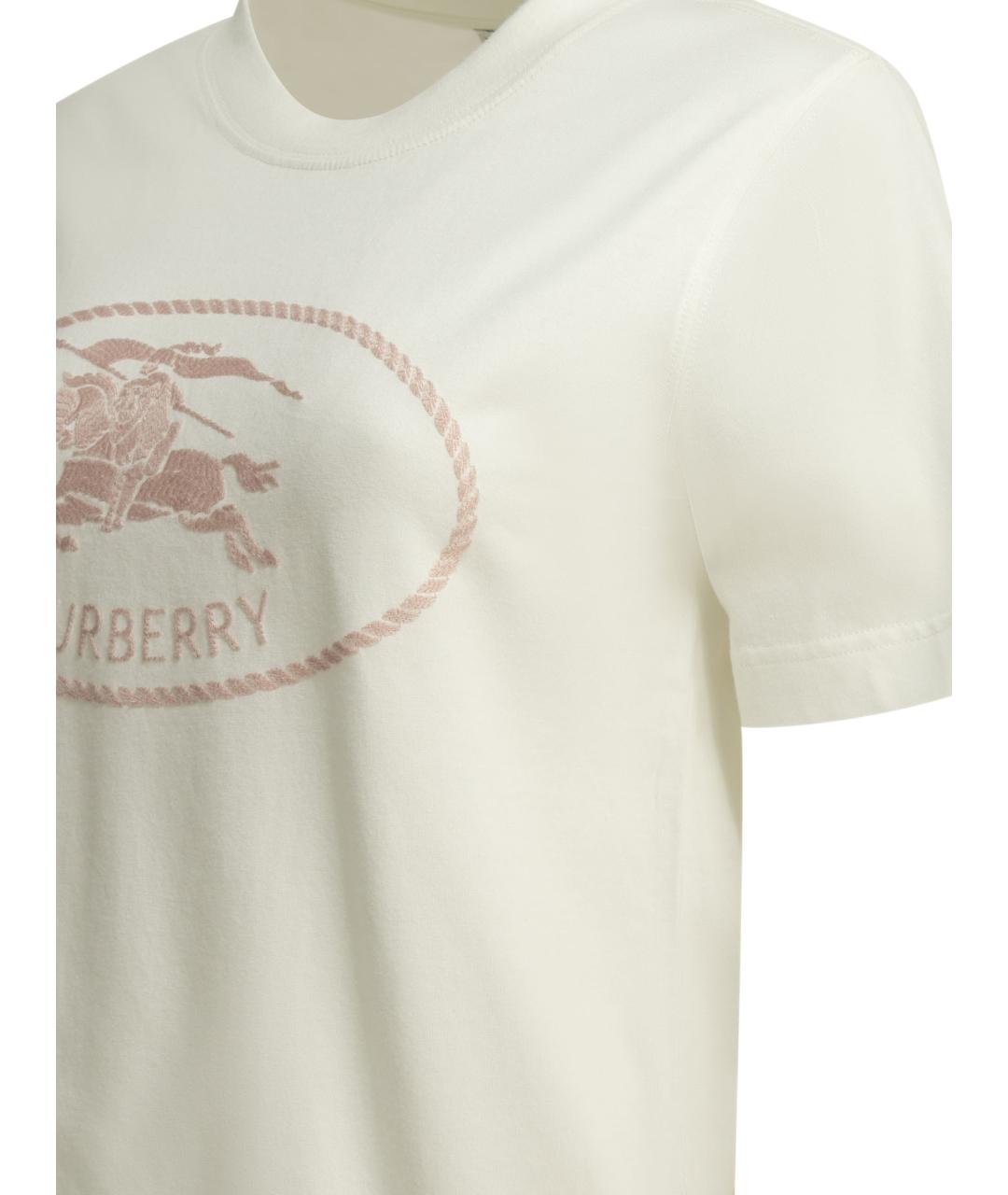 BURBERRY Белая хлопковая футболка, фото 4