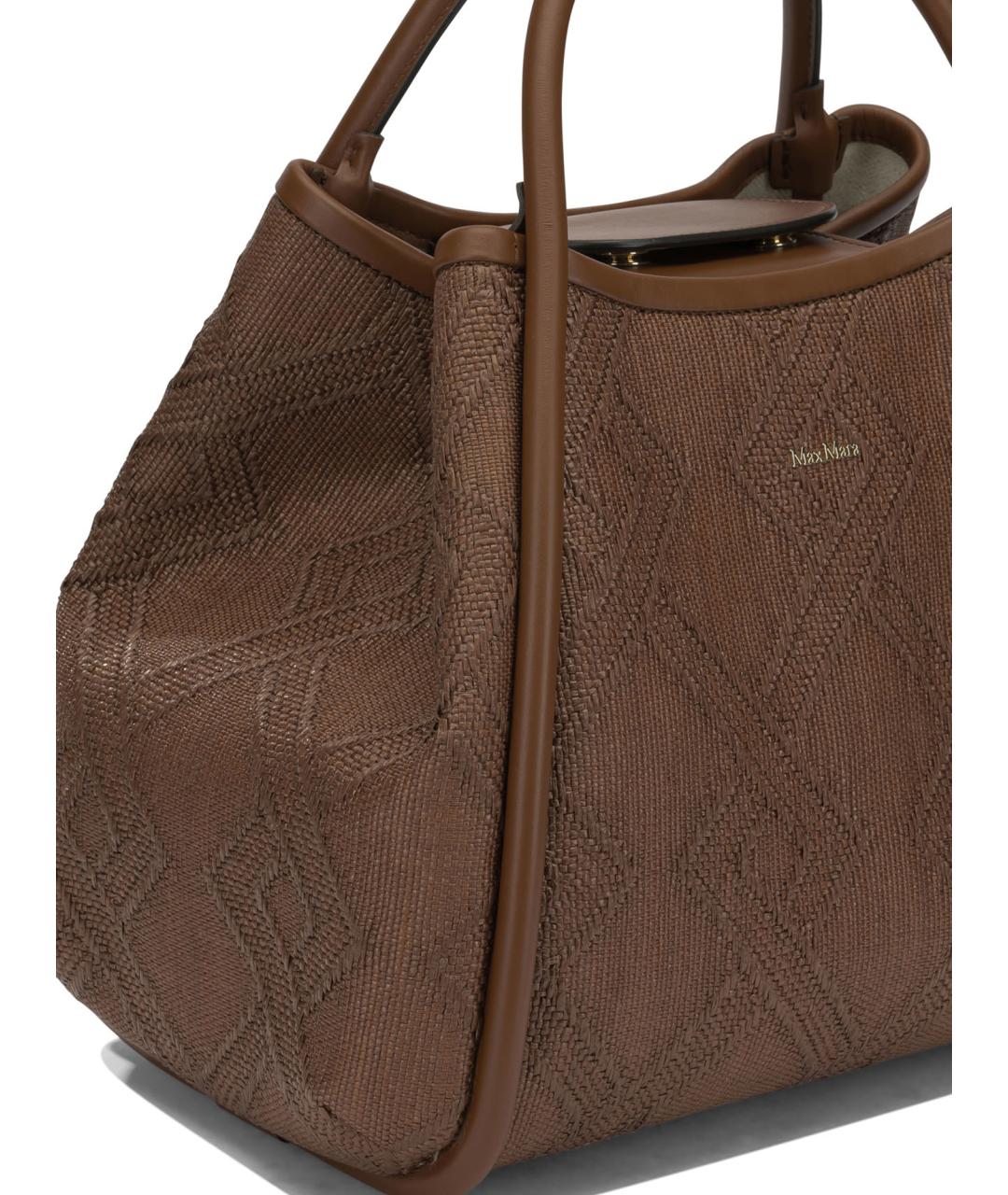 MAX MARA Коричневая тканевая сумка тоут, фото 4