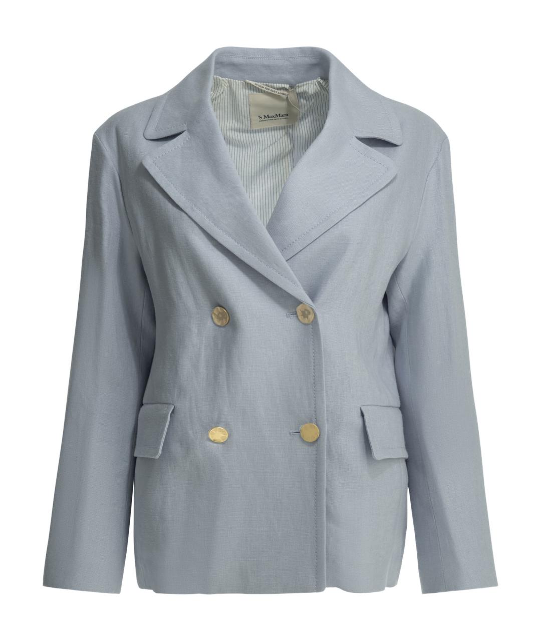 'S MAX MARA Голубой льняной жакет/пиджак, фото 1