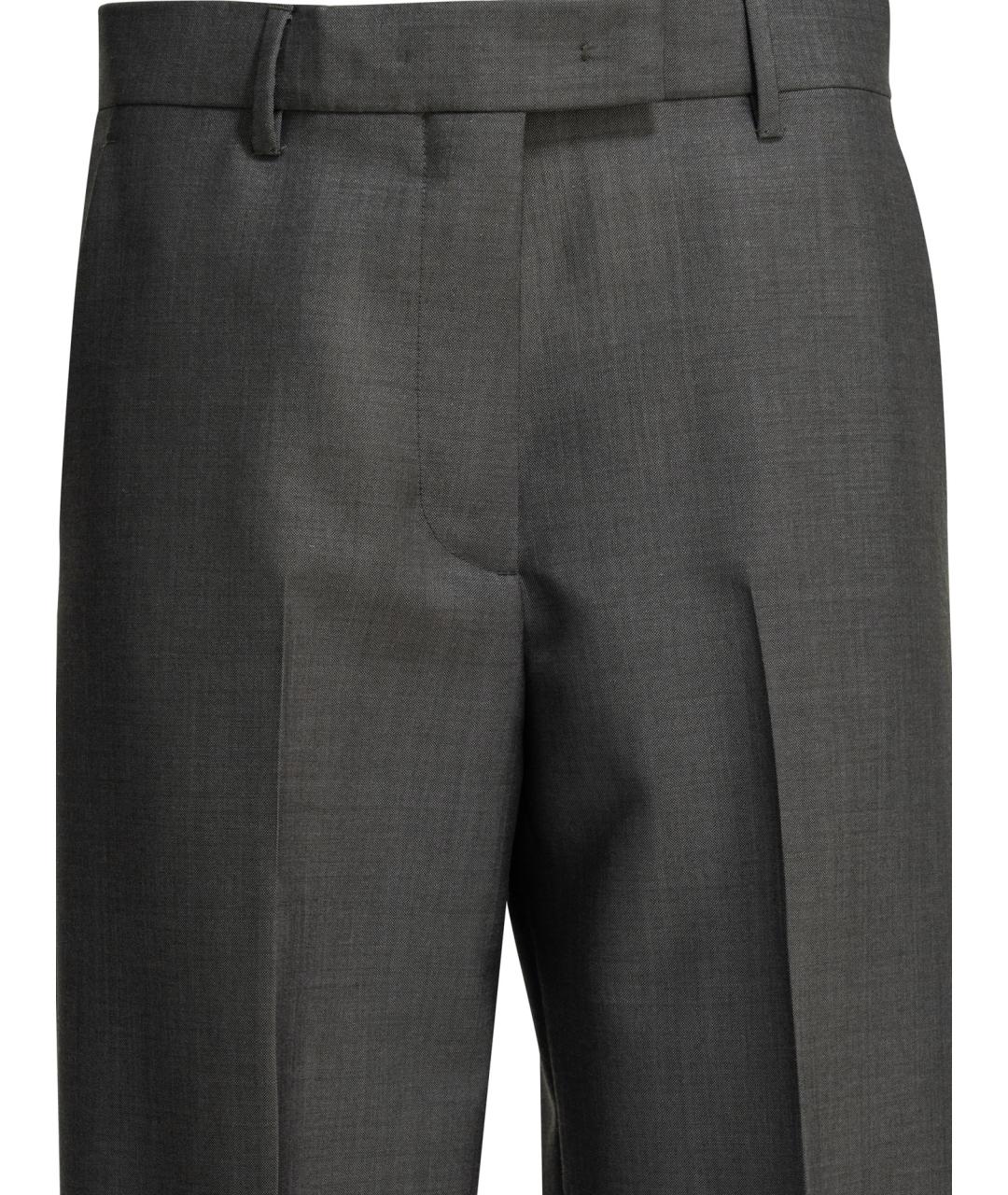 MIU MIU Серые шерстяные прямые брюки, фото 3