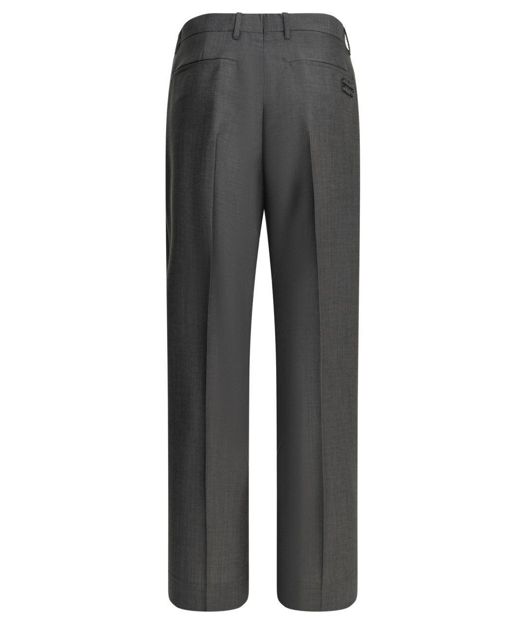 MIU MIU Серые шерстяные прямые брюки, фото 2