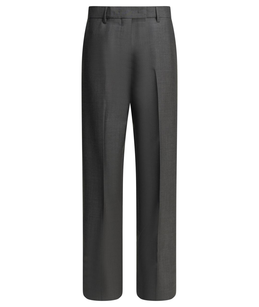 MIU MIU Серые шерстяные прямые брюки, фото 1