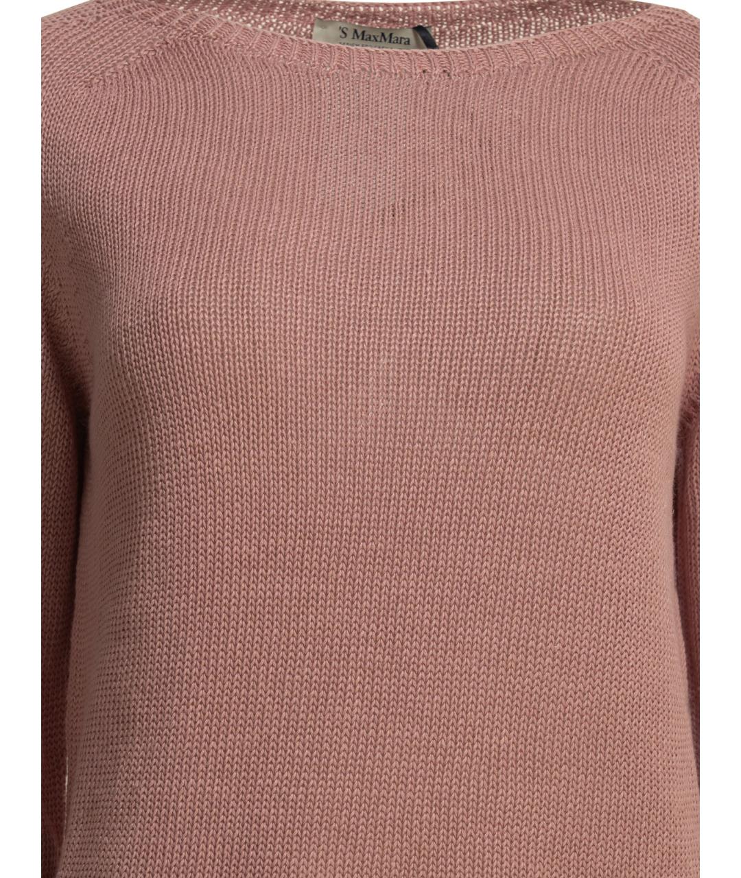 'S MAX MARA Розовый льняной джемпер / свитер, фото 3