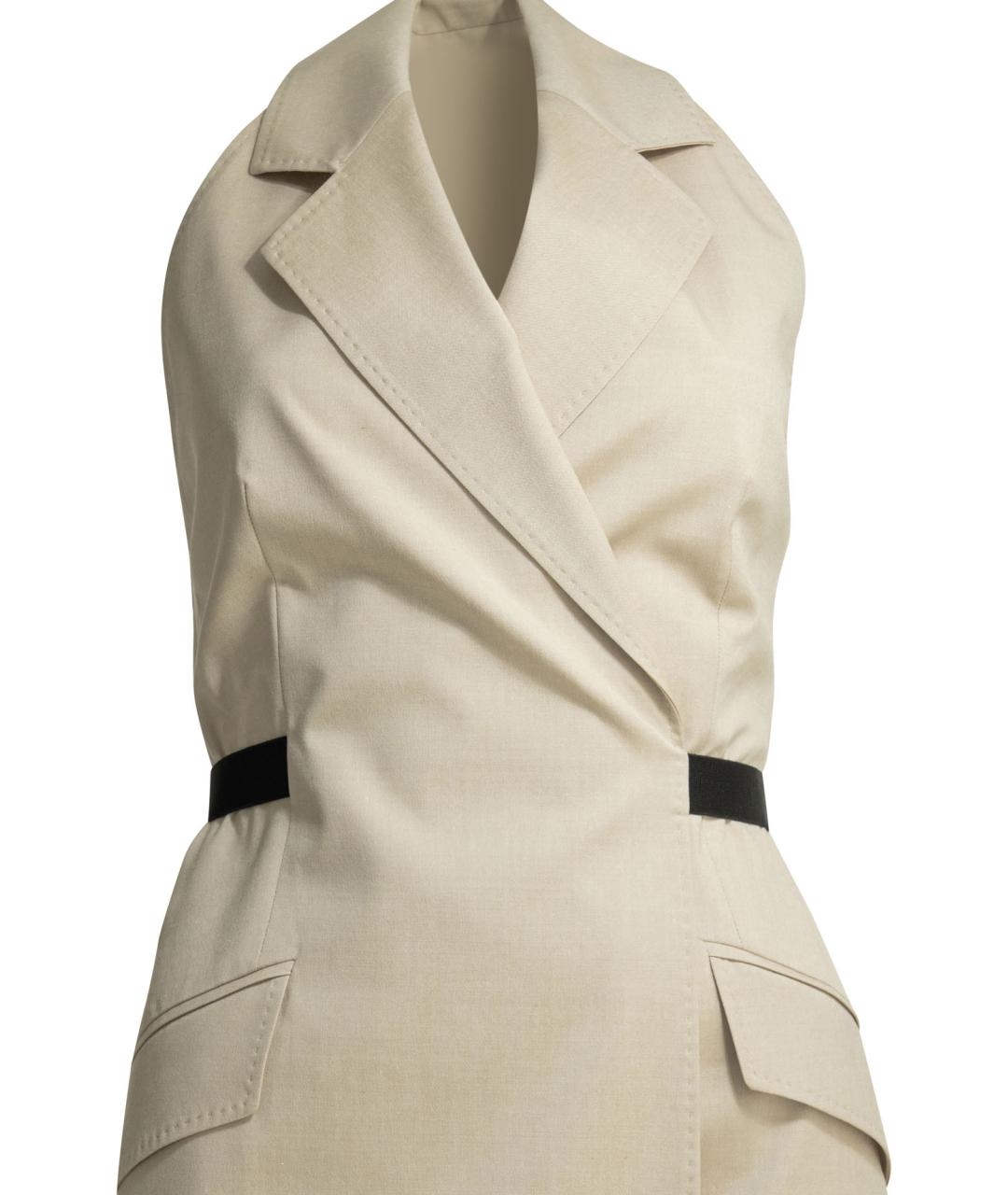 MAX MARA Бежевое хлопковое повседневное платье, фото 3