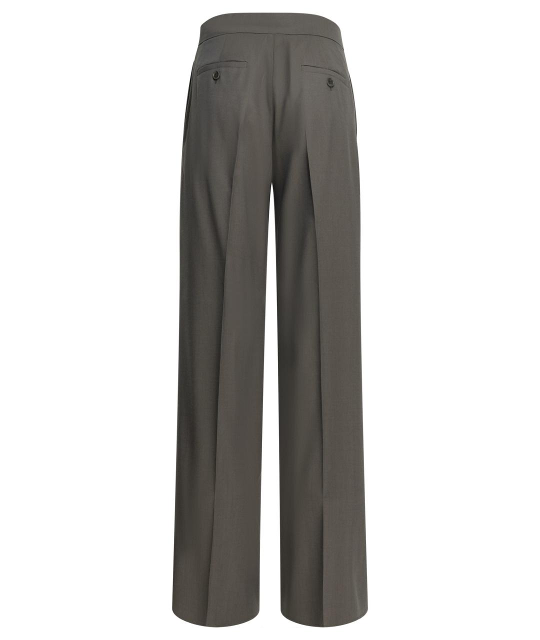 MAX MARA Серые шерстяные прямые брюки, фото 2