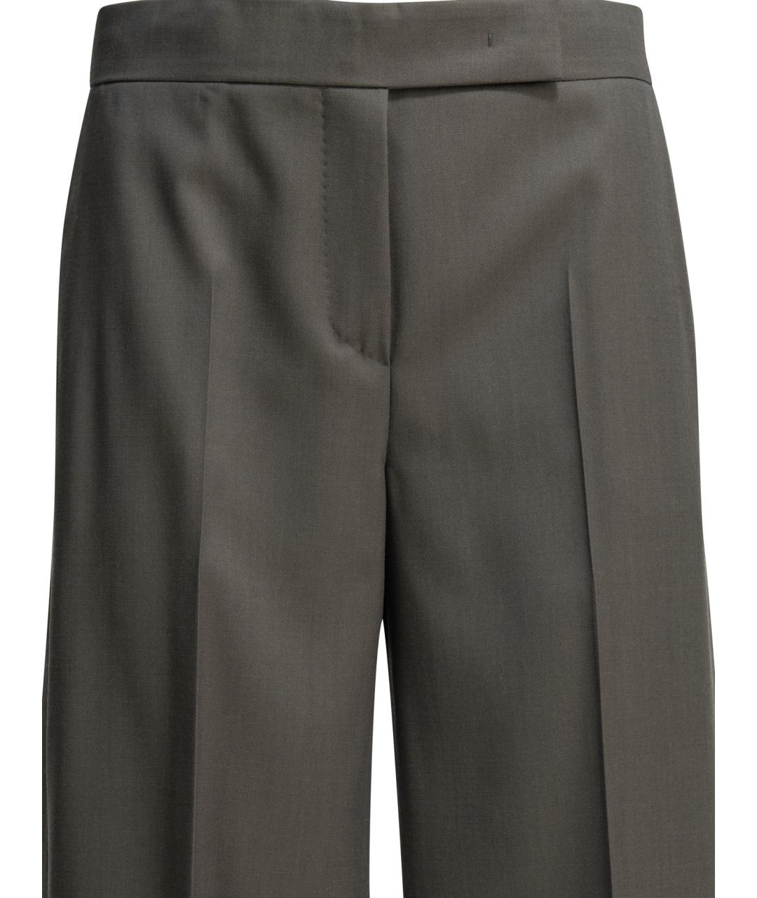 MAX MARA Серые шерстяные прямые брюки, фото 3