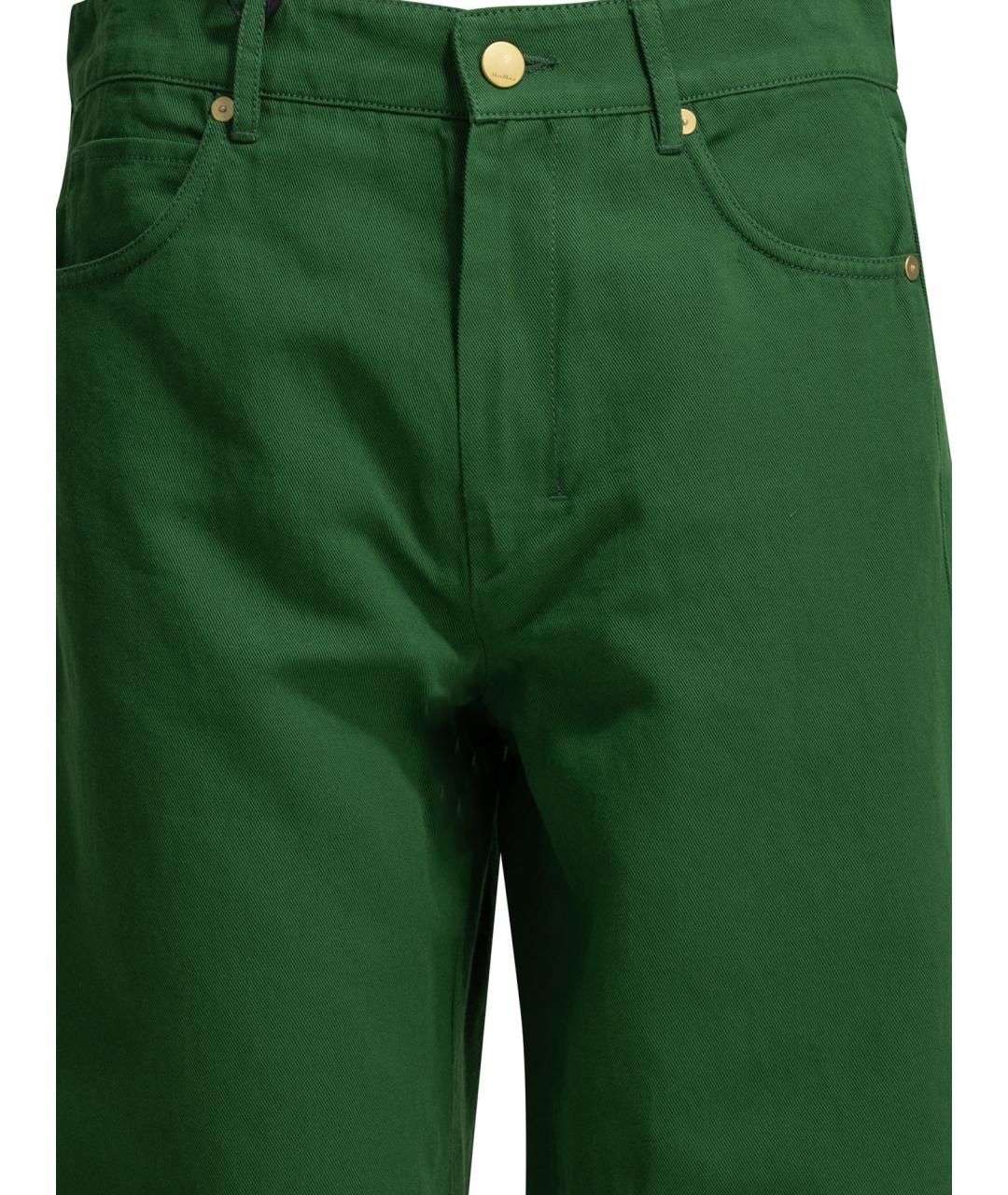 'S MAX MARA Зеленые хлопковые прямые брюки, фото 3