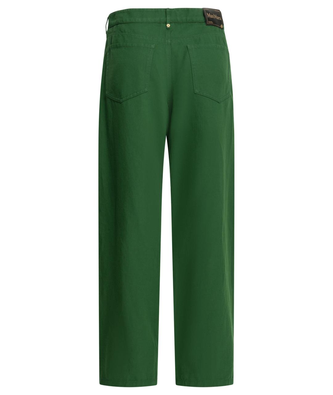 'S MAX MARA Зеленые хлопковые прямые брюки, фото 2