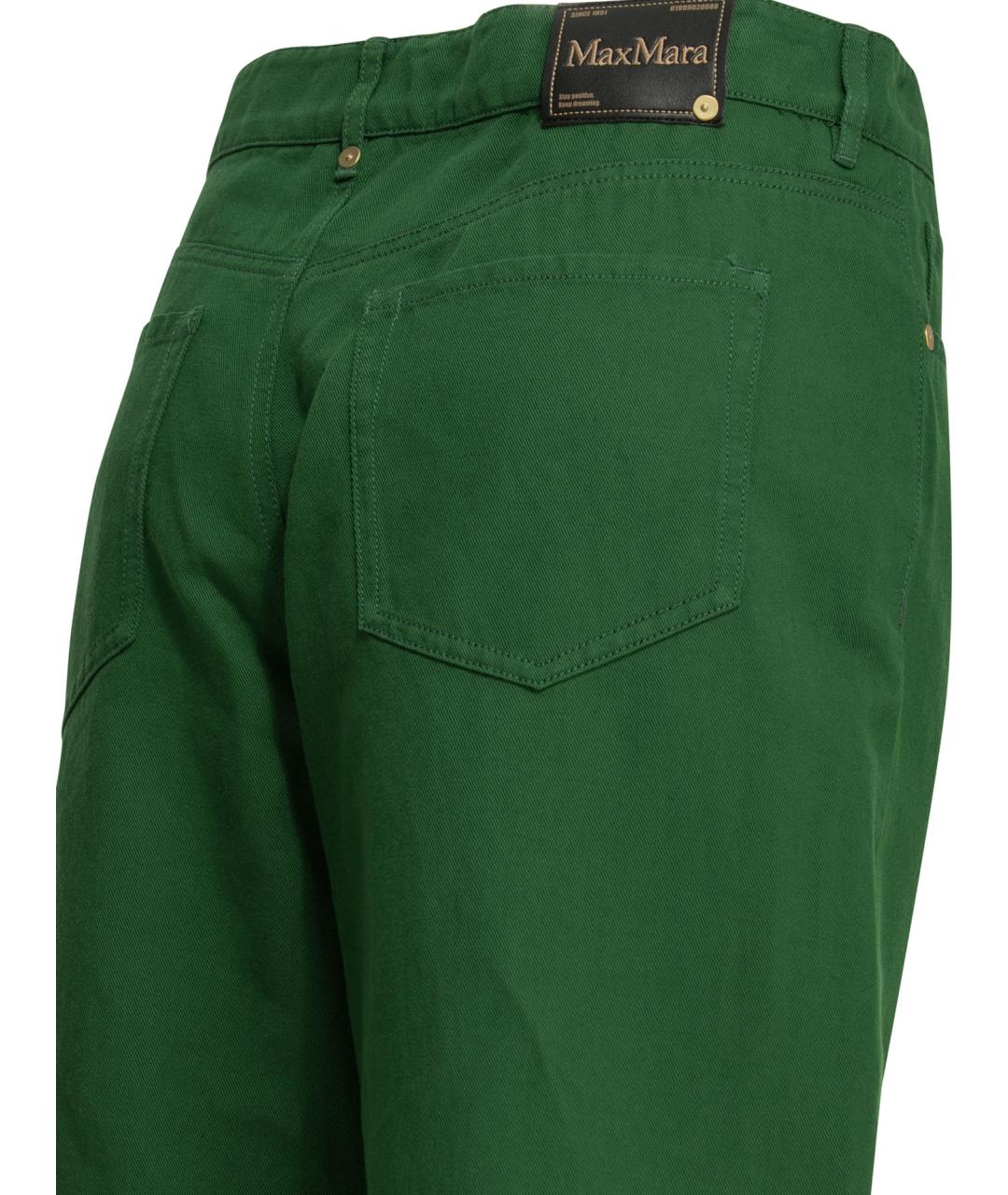 'S MAX MARA Зеленые хлопковые прямые брюки, фото 4