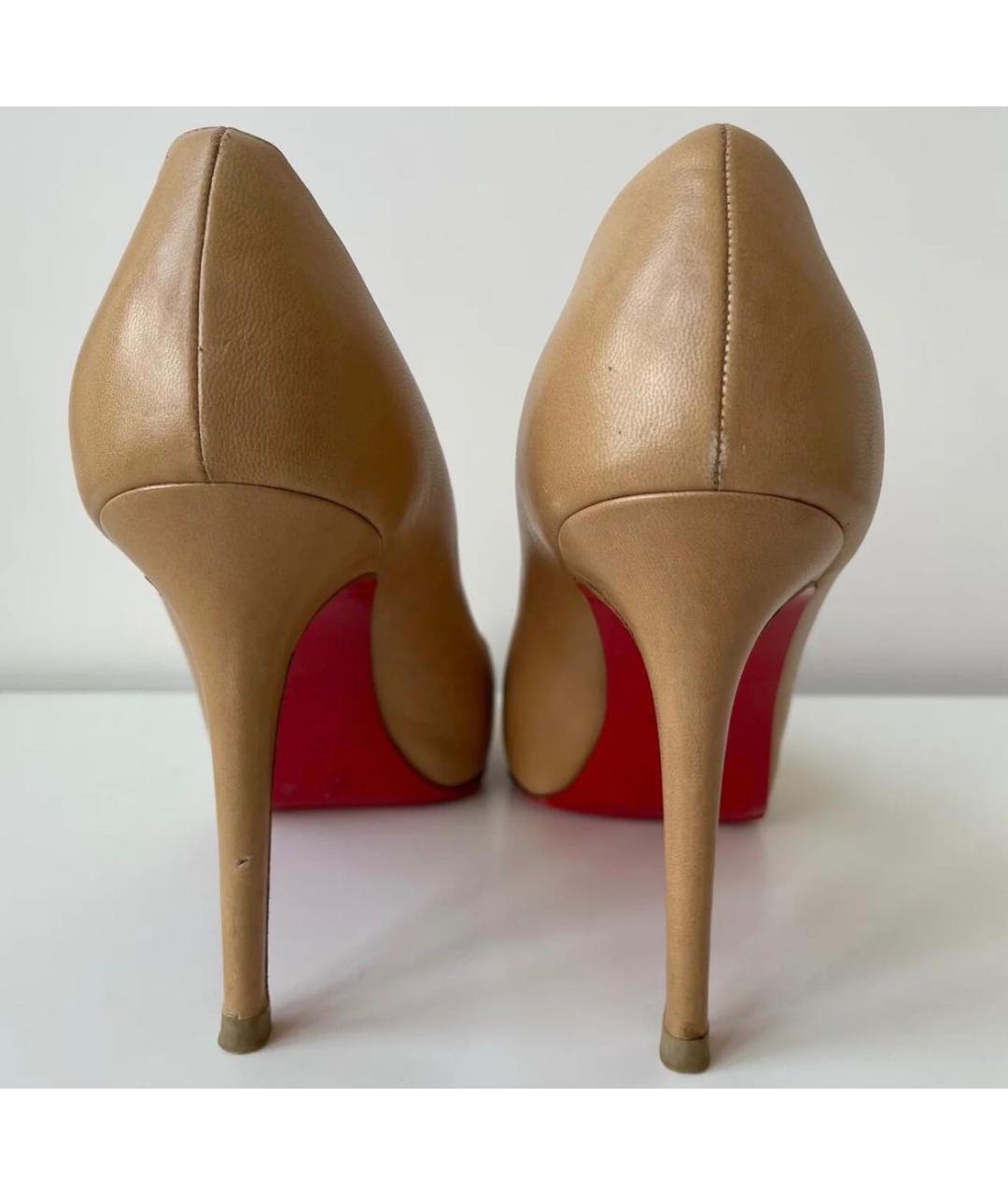 CHRISTIAN LOUBOUTIN Бежевые кожаные туфли, фото 2
