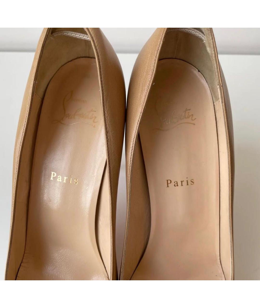 CHRISTIAN LOUBOUTIN Бежевые кожаные туфли, фото 5