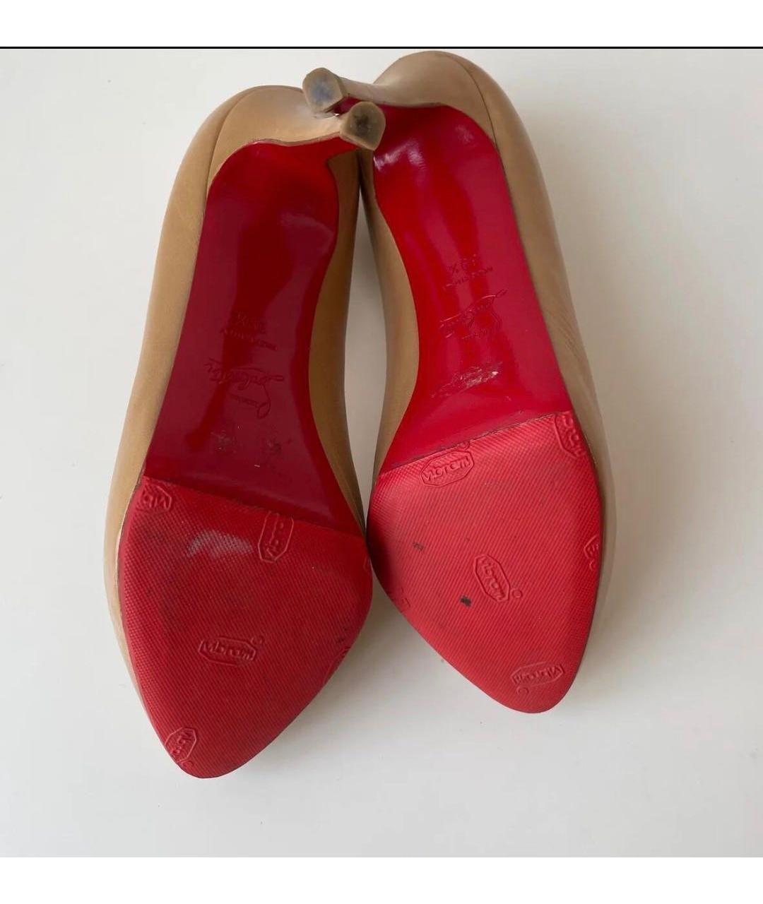 CHRISTIAN LOUBOUTIN Бежевые кожаные туфли, фото 8