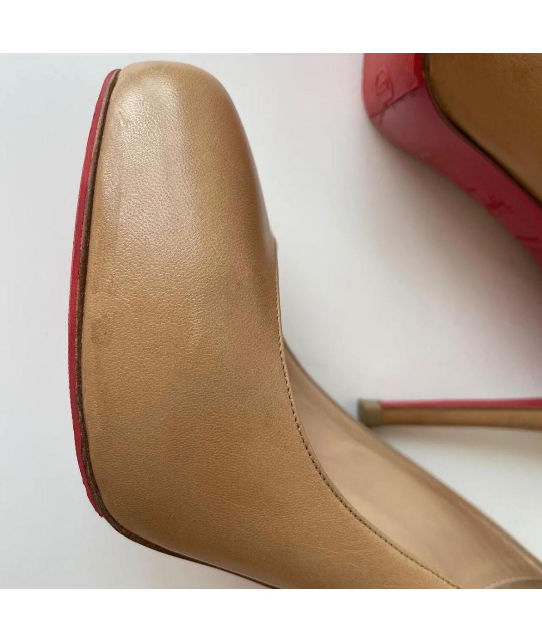 CHRISTIAN LOUBOUTIN Бежевые кожаные туфли, фото 6