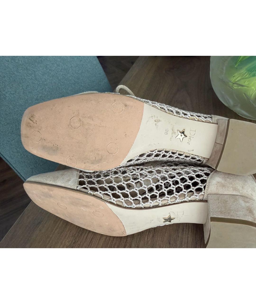 CHRISTIAN DIOR Бежевые замшевые ботильоны, фото 3