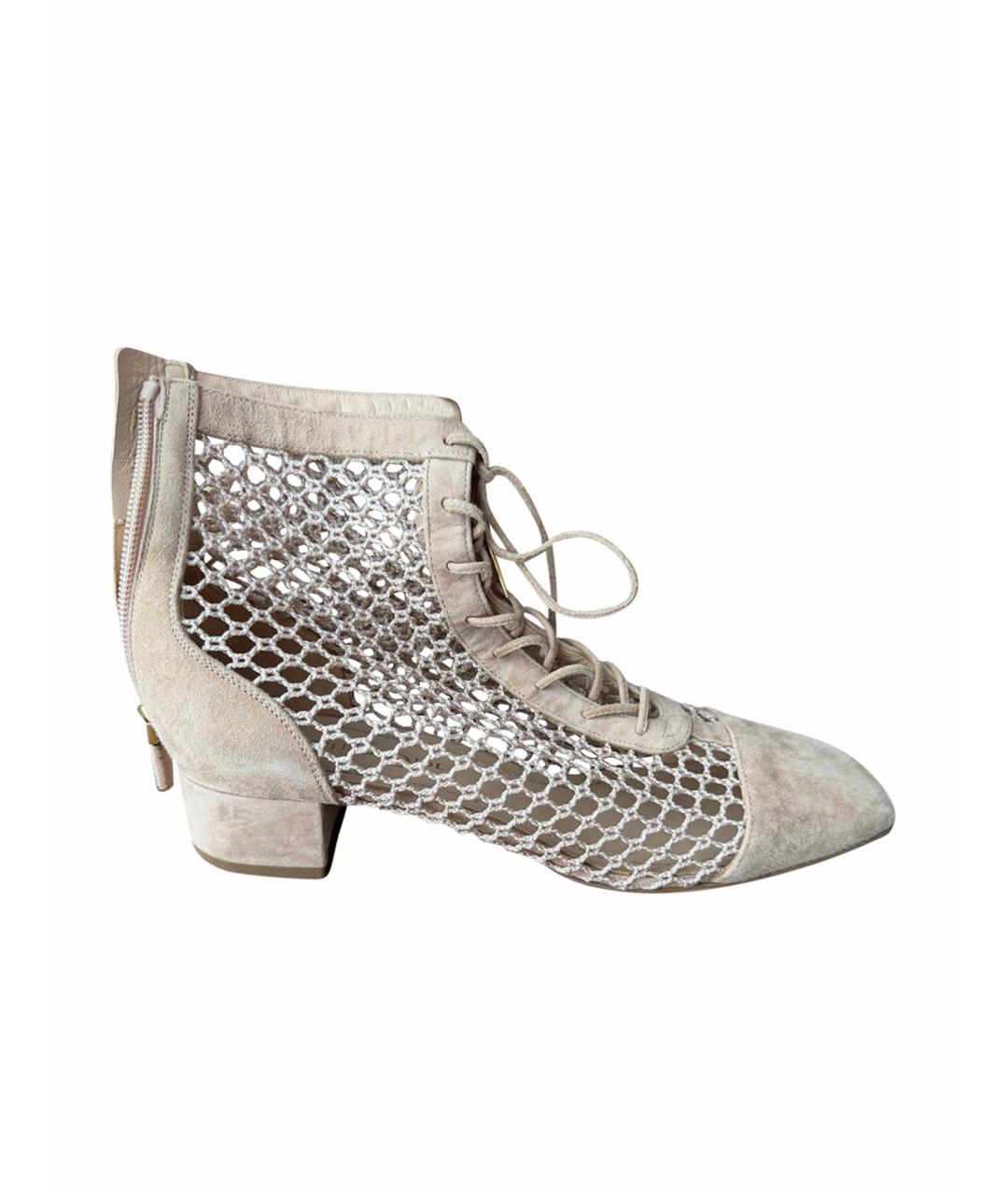 CHRISTIAN DIOR Бежевые замшевые ботильоны, фото 1