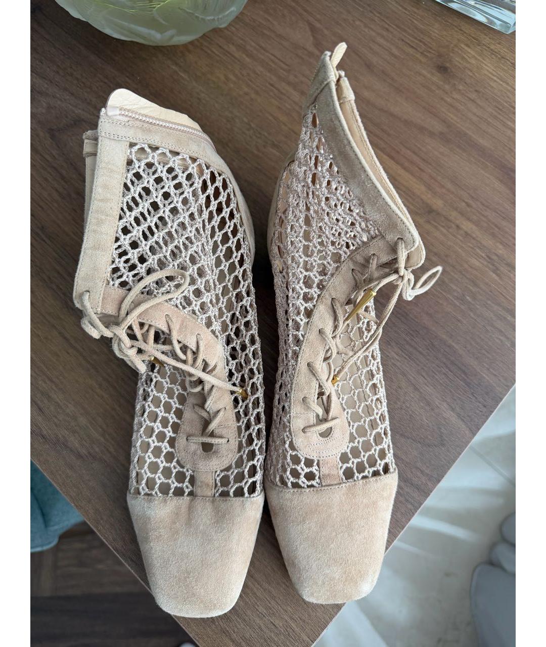 CHRISTIAN DIOR Бежевые замшевые ботильоны, фото 4