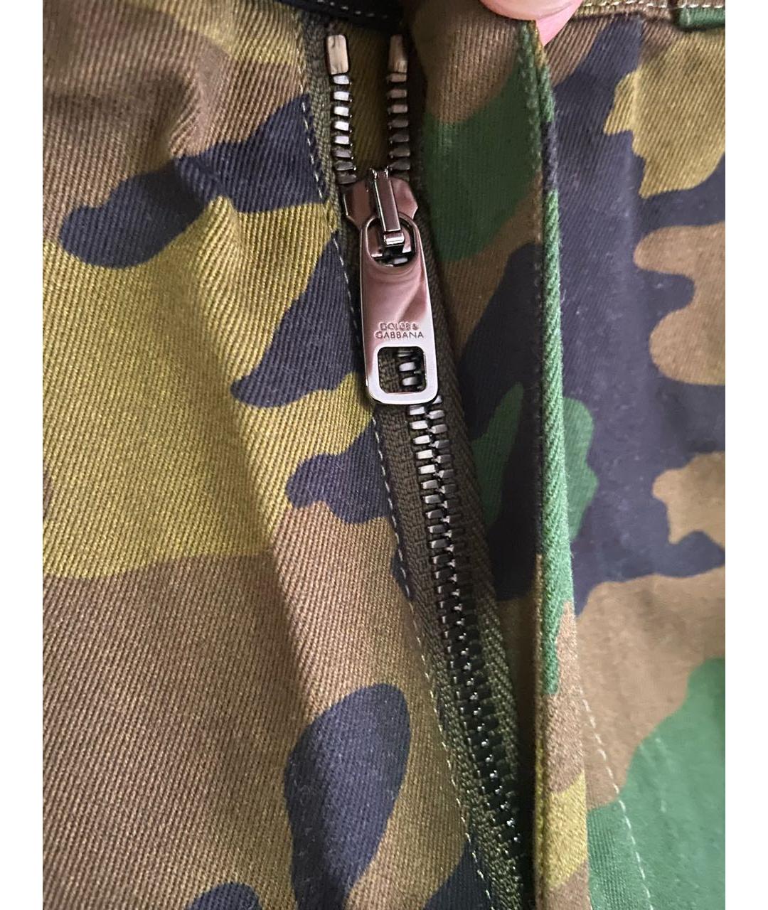 DOLCE&GABBANA Хаки хлопковые повседневные брюки, фото 3