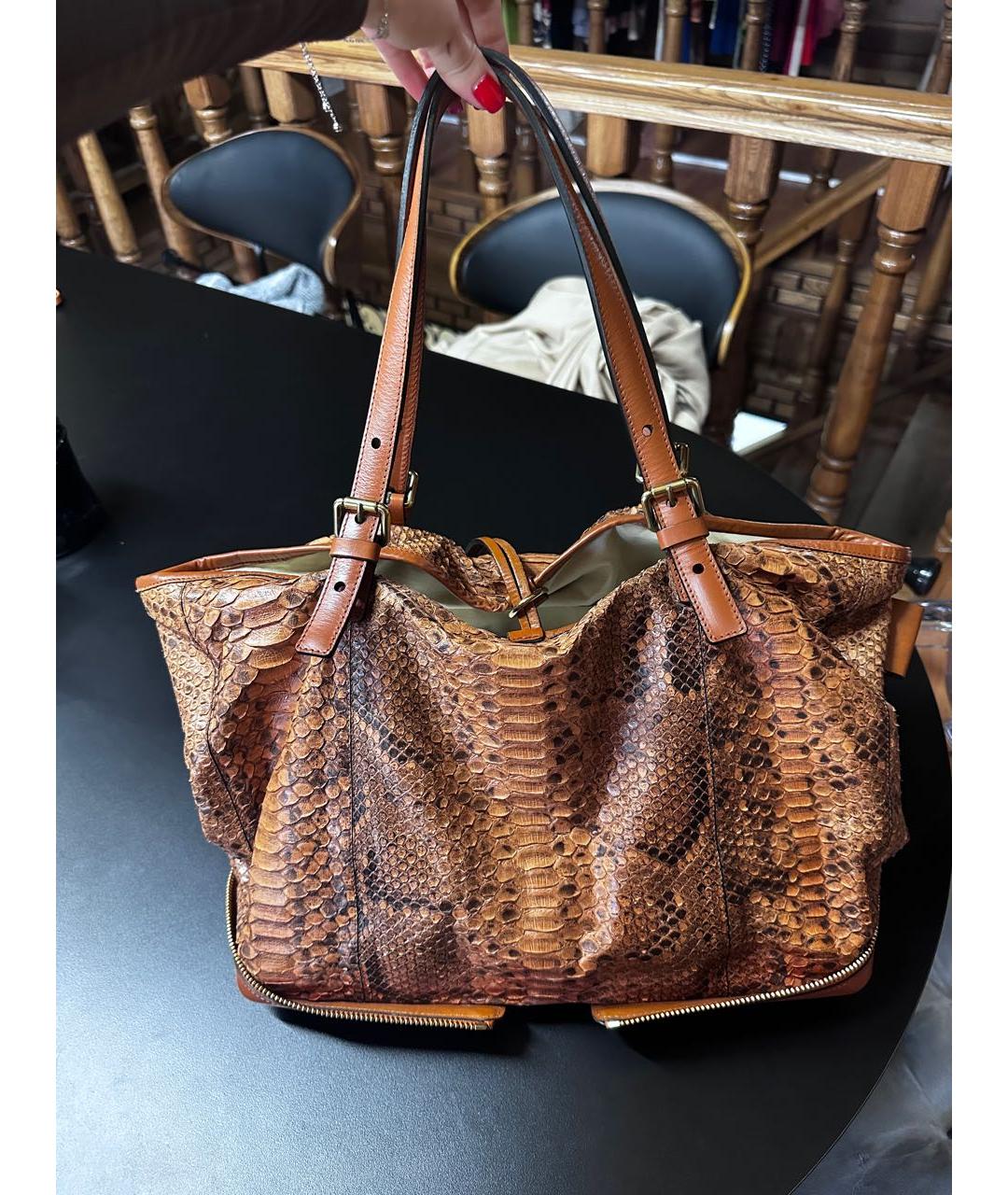 CHLOE Коричневая сумка тоут из экзотической кожи, фото 2