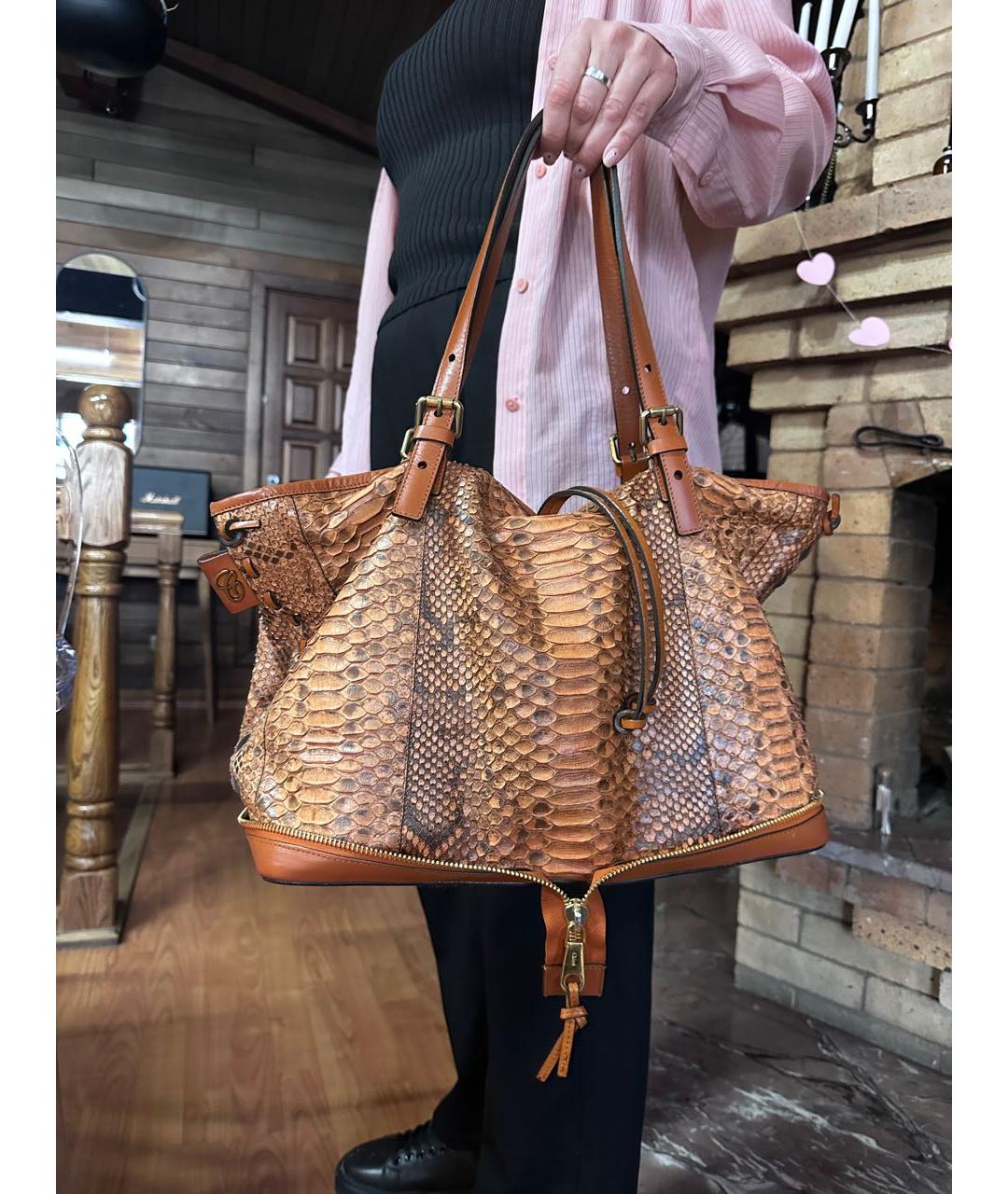 CHLOE Коричневая сумка тоут из экзотической кожи, фото 3