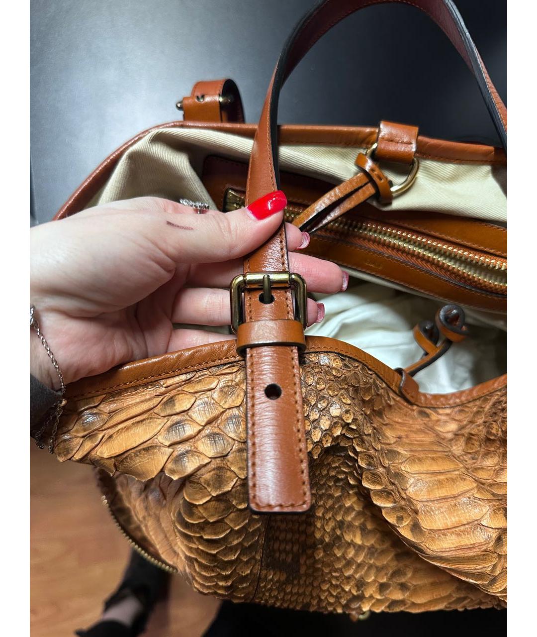 CHLOE Коричневая сумка тоут из экзотической кожи, фото 8