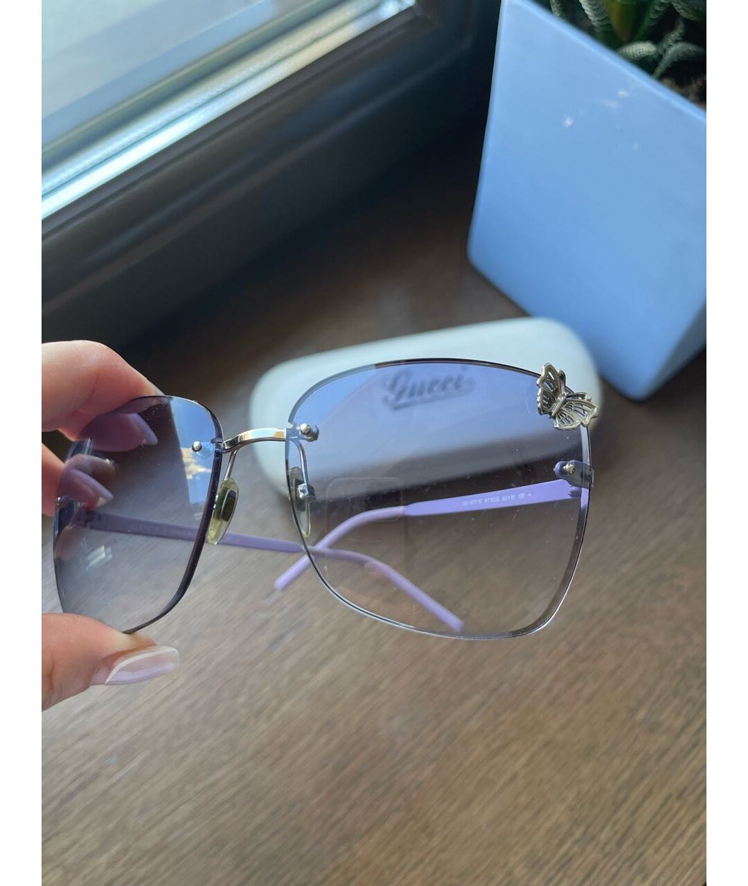 GUCCI Фиолетовые металлические солнцезащитные очки, фото 8