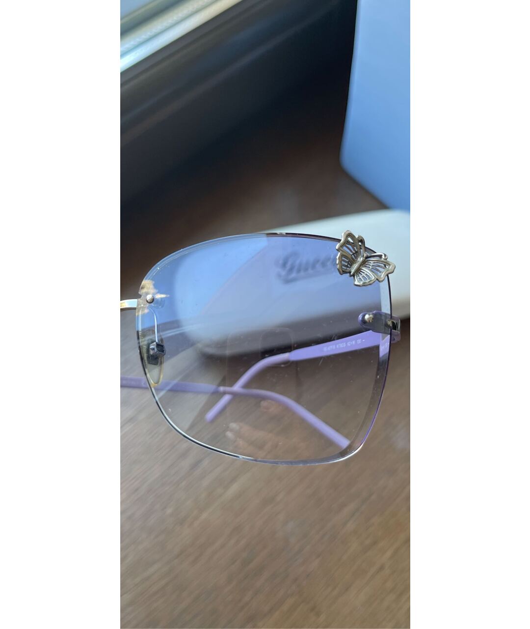 GUCCI Фиолетовые металлические солнцезащитные очки, фото 3