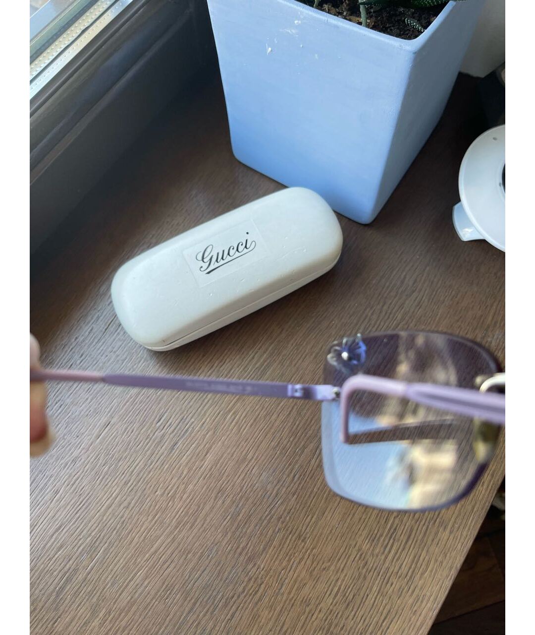 GUCCI Фиолетовые металлические солнцезащитные очки, фото 7