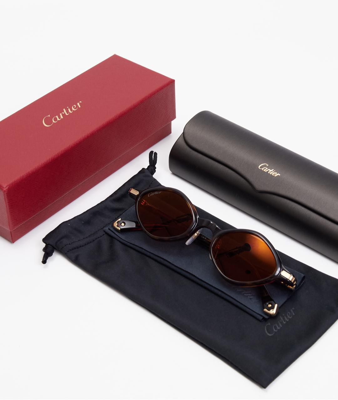 CARTIER Коричневые пластиковые солнцезащитные очки, фото 5