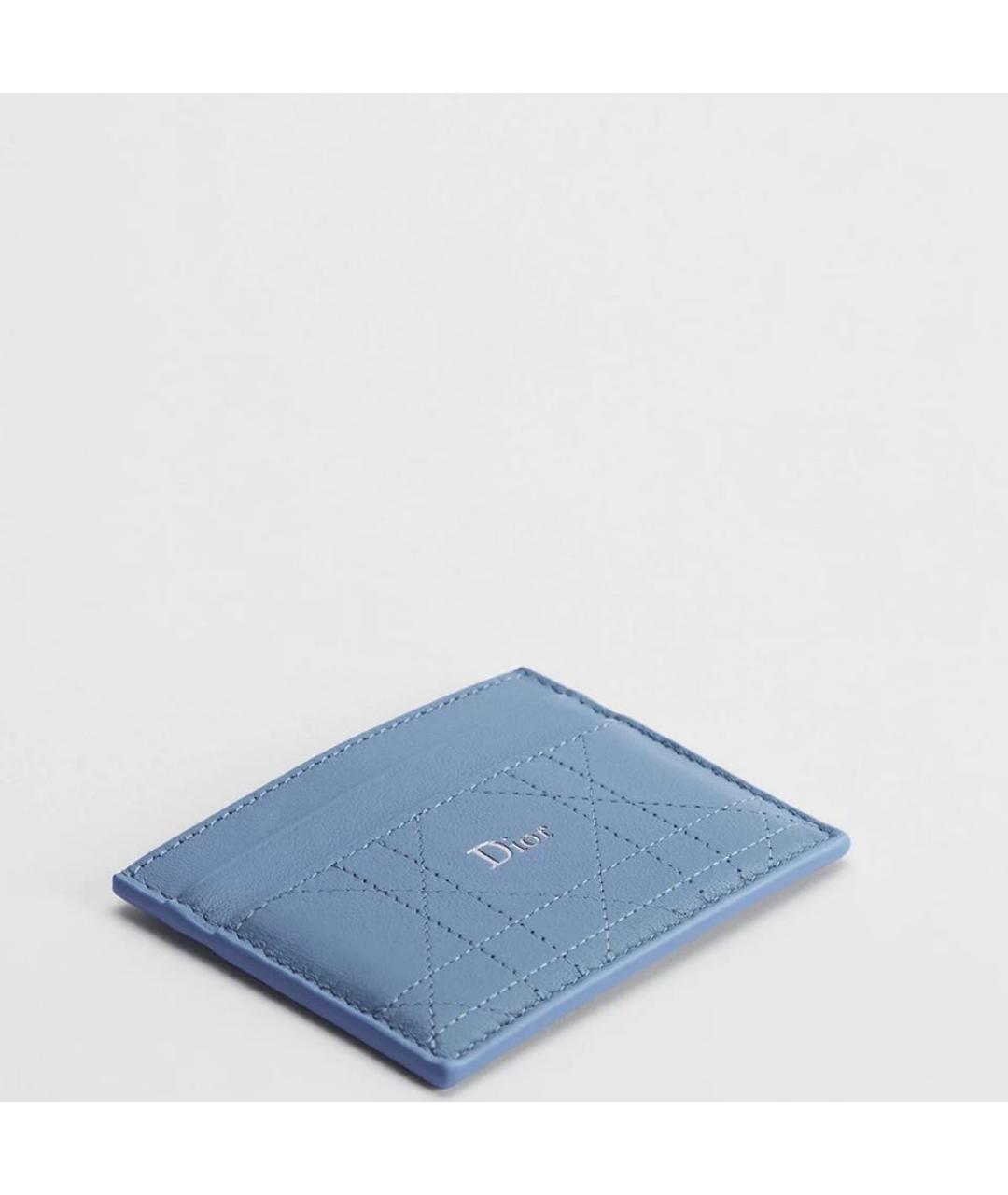 CHRISTIAN DIOR Голубой кожаный кардхолдер, фото 3