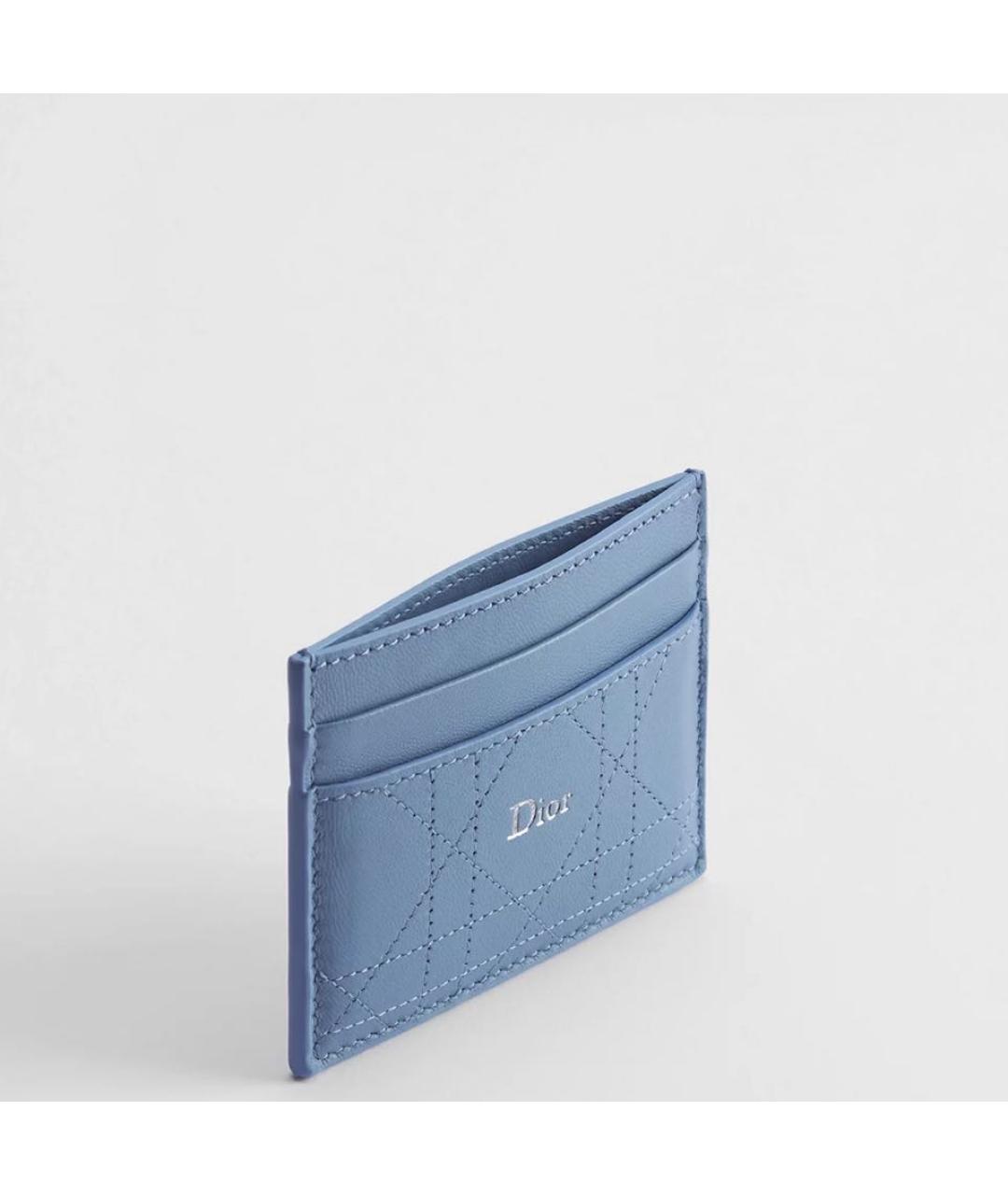 CHRISTIAN DIOR Голубой кожаный кардхолдер, фото 2