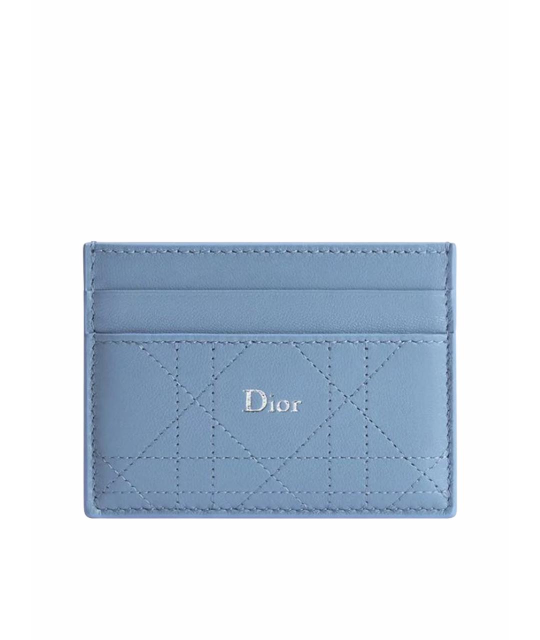 CHRISTIAN DIOR Голубой кожаный кардхолдер, фото 1