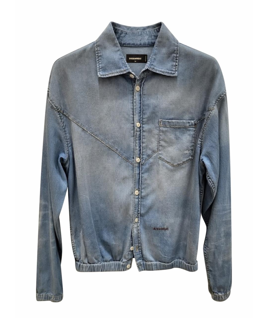 DSQUARED2 Голубая хлопковая кэжуал рубашка, фото 7