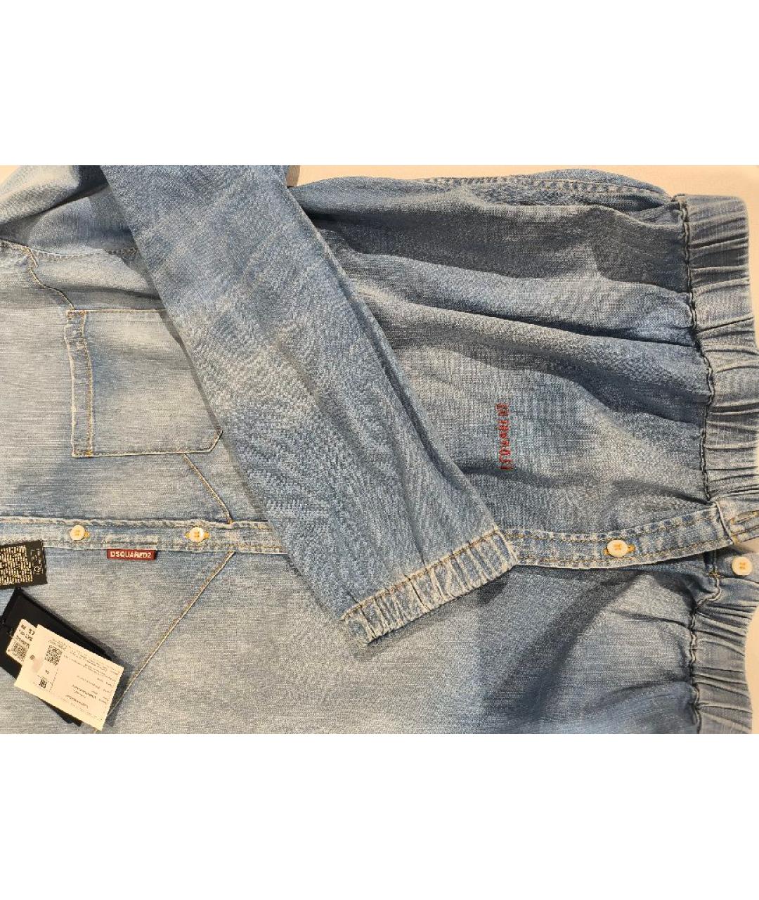 DSQUARED2 Голубая хлопковая кэжуал рубашка, фото 4