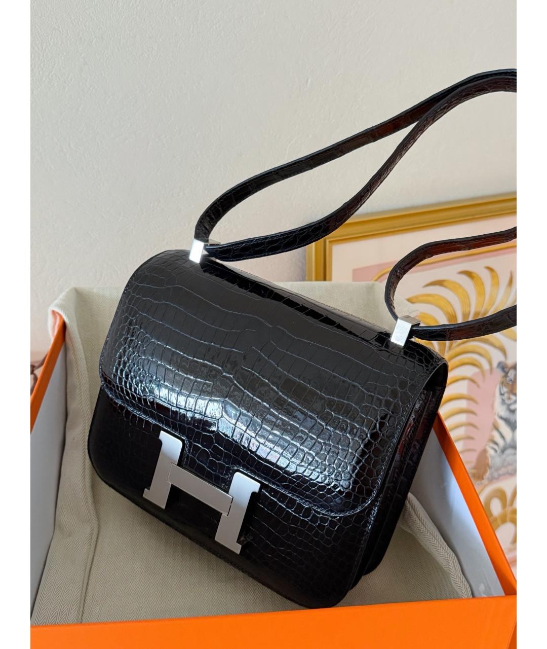 HERMES Черная кожаная сумка через плечо, фото 4