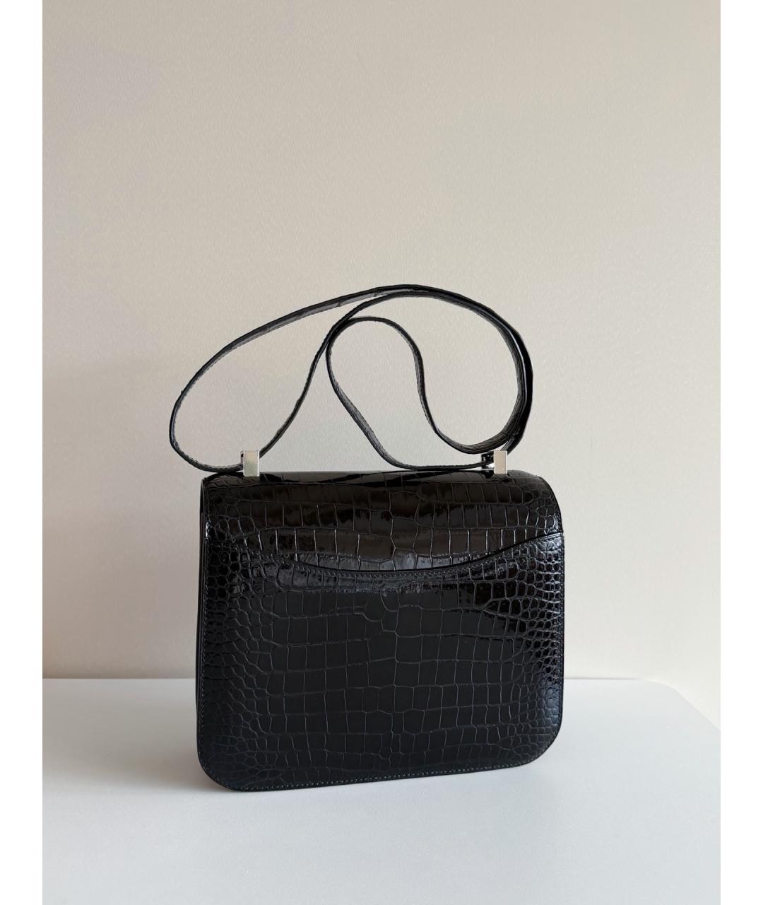 HERMES Черная кожаная сумка через плечо, фото 7