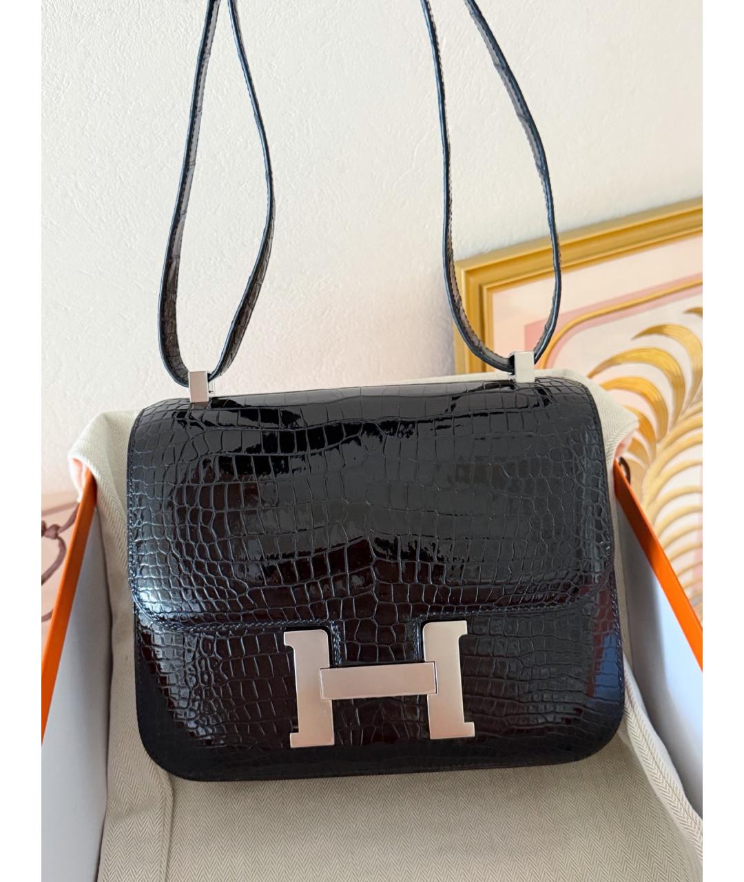 HERMES Черная кожаная сумка через плечо, фото 2