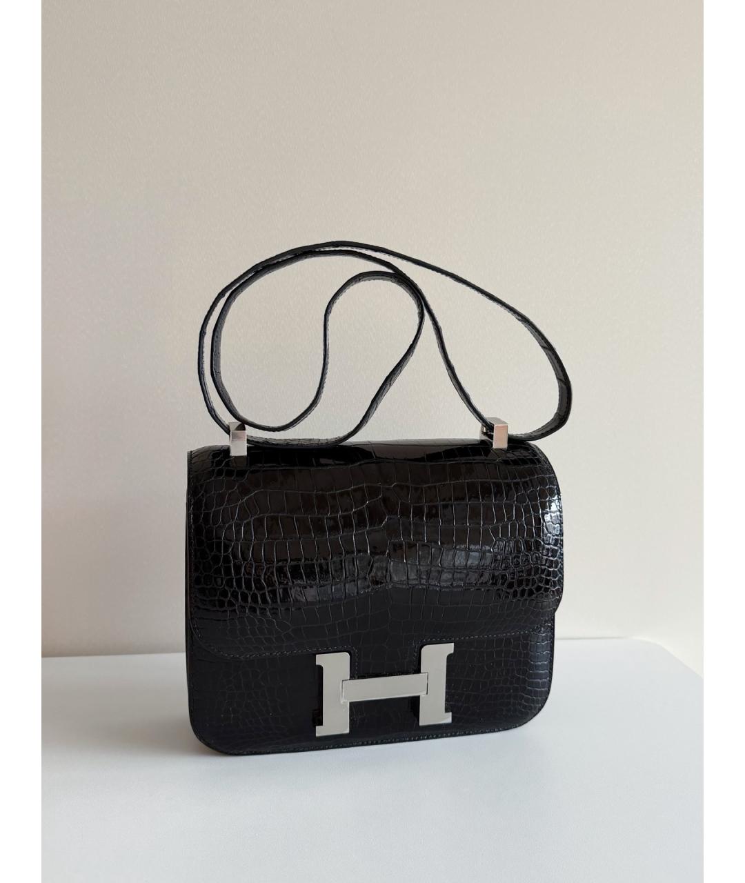 HERMES Черная кожаная сумка через плечо, фото 6