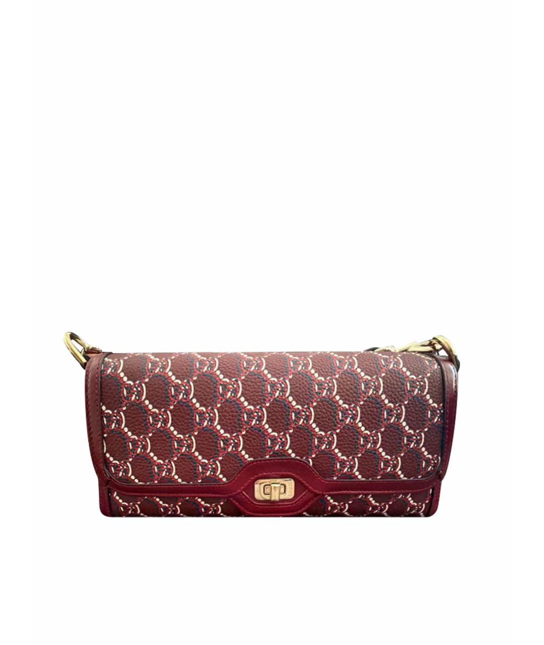 GUCCI Бордовая кожаная сумка через плечо, фото 1