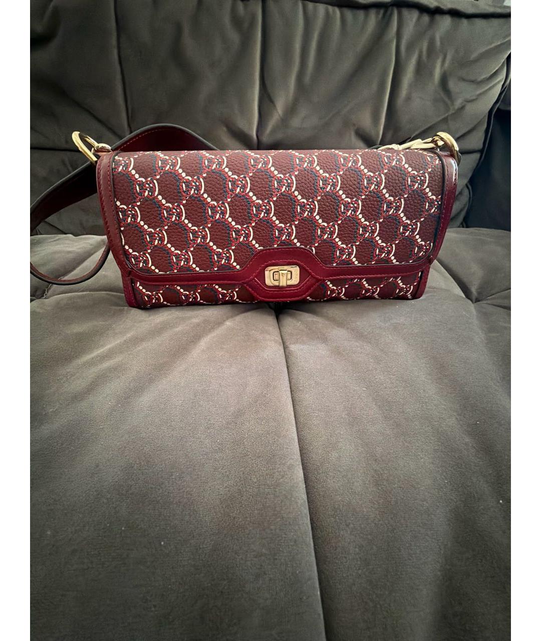 GUCCI Бордовая кожаная сумка через плечо, фото 4