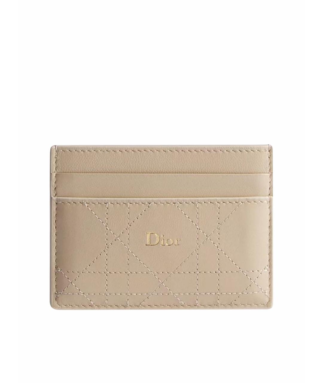 CHRISTIAN DIOR Бежевый кожаный кардхолдер, фото 1