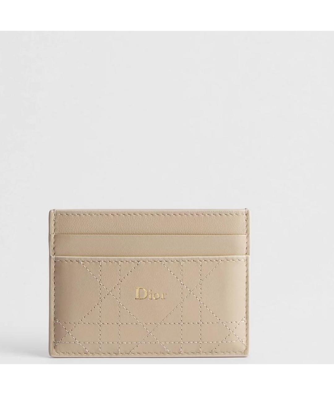 CHRISTIAN DIOR Бежевый кожаный кардхолдер, фото 4