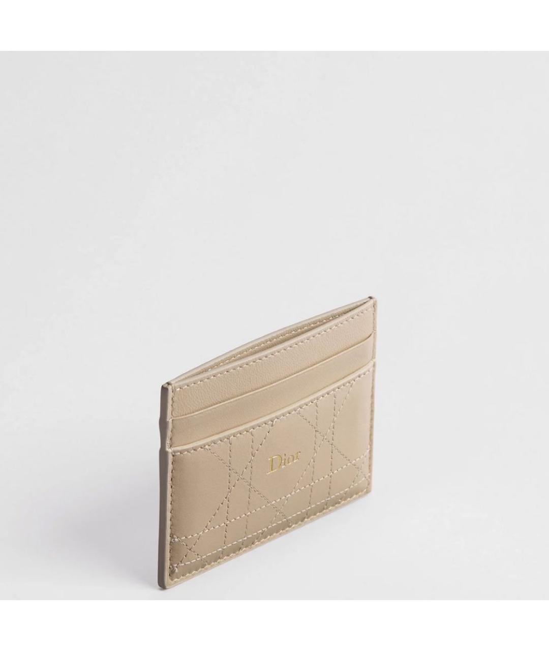 CHRISTIAN DIOR Бежевый кожаный кардхолдер, фото 3
