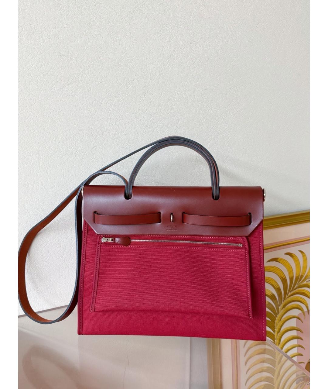 HERMES Красная тканевая сумка через плечо, фото 3