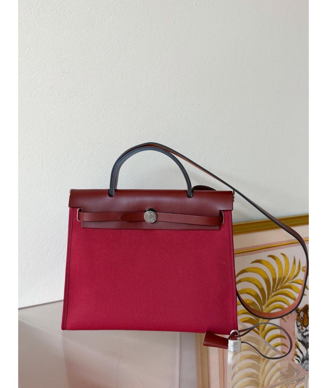 HERMES Красная тканевая сумка через плечо, фото 2