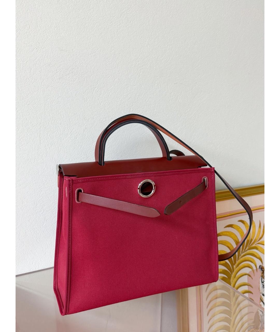 HERMES Красная тканевая сумка через плечо, фото 4
