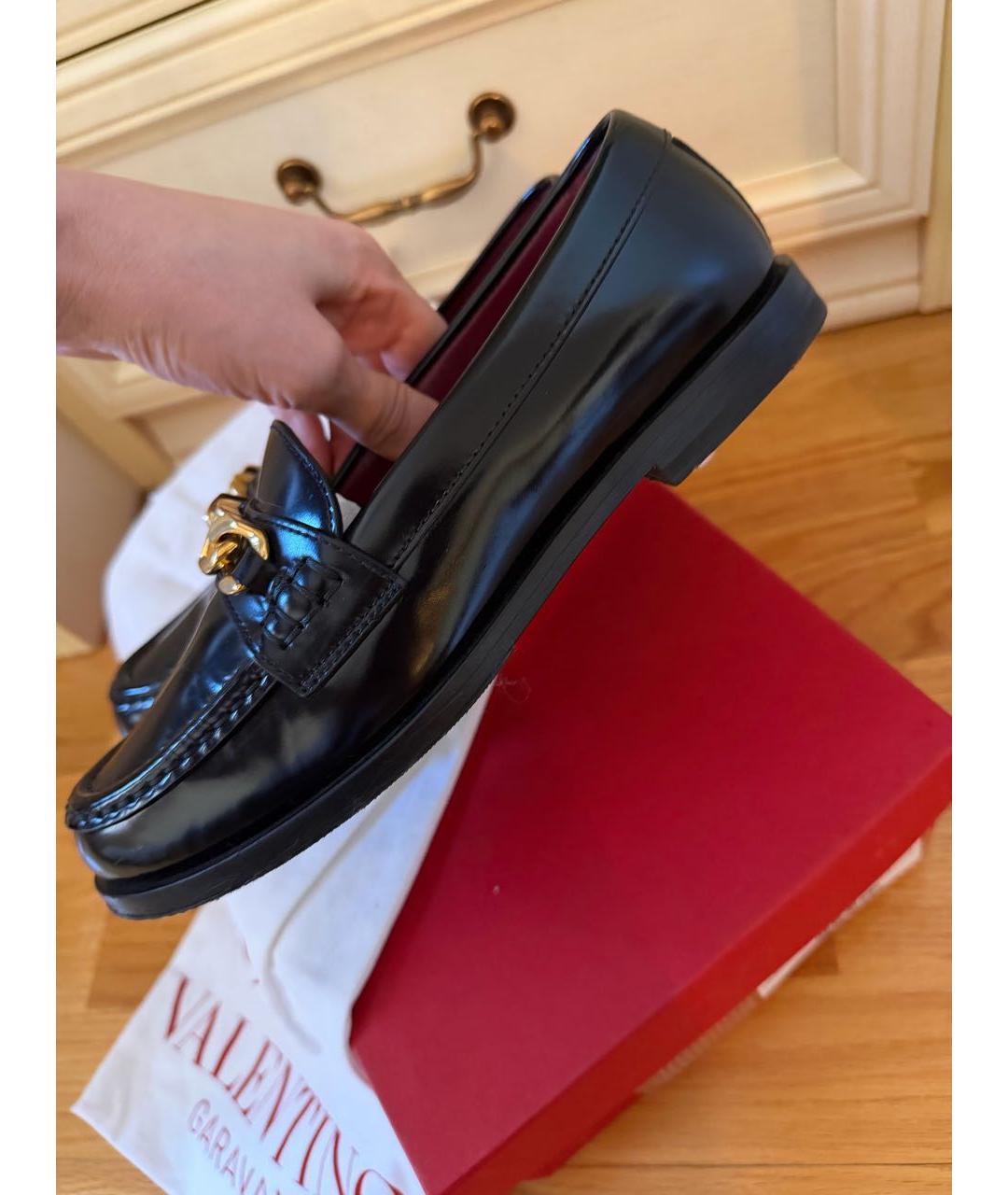 VALENTINO Черные кожаные лоферы, фото 4