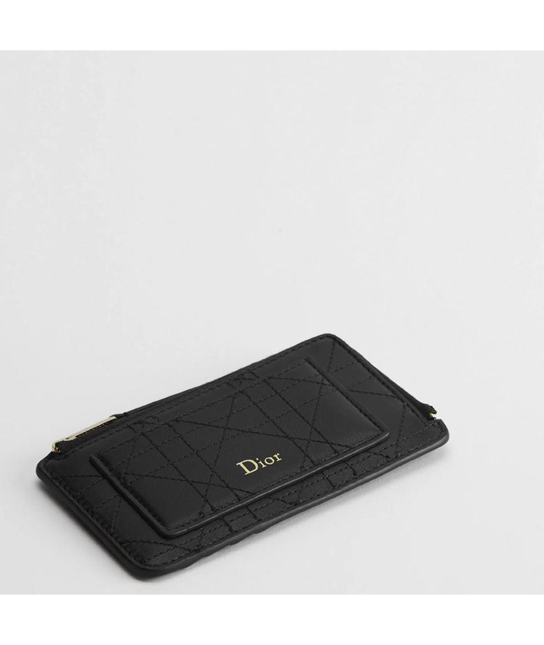 CHRISTIAN DIOR Черный кожаный кардхолдер, фото 2